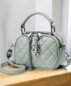 Morral bear capitoneado con llavero verde pastel