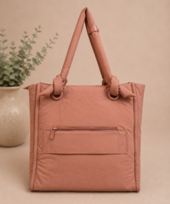 Bolso acolchado de mujer con asas largas y morral adicional a juego terracota
