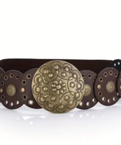cinto boho elatizado chapón bronce, color marrón