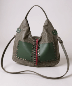 Cartera Rebel con tachas verde
