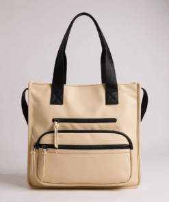 Bolso tokio mediano con varios bolsillos color crudo