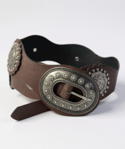 Cinto Aurora chapón ovalado plateado color marrón