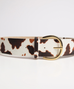 Cinto Cow prjt con hebilla doradda estampa vaca marrón y negro.