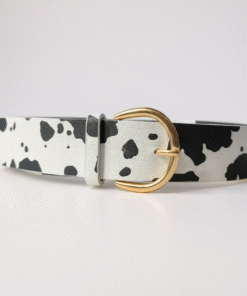 Cinto Cow prjt con hebilla dorada estampa vaca negro.