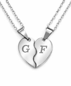 dije para compartir con 2 cadenas de acero para personalizar 2 iniciales