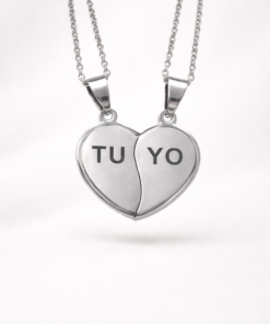 Dije corazón para compartir tu yo con 2 cadenas acero