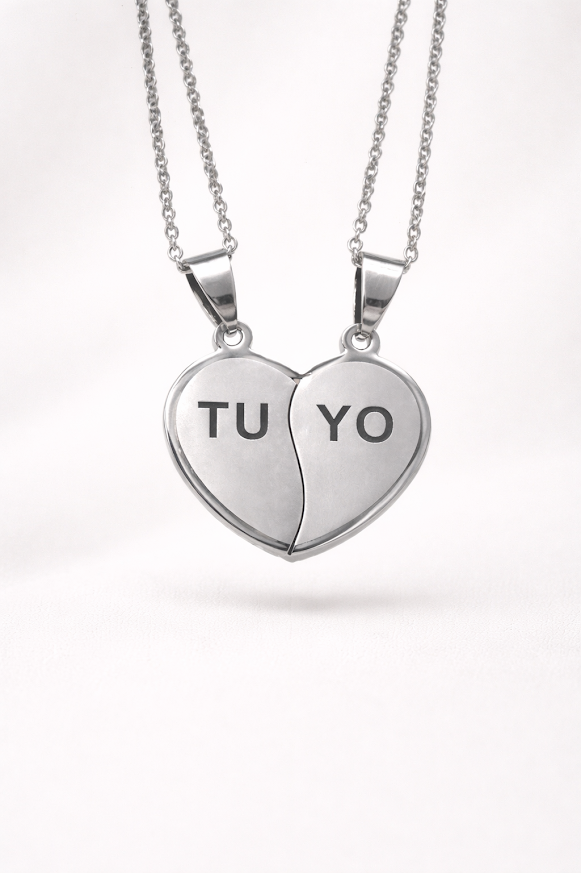 Dije corazón para compartir tu yo con 2 cadenas acero