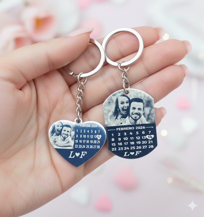 Llavero acero, foro y calendario disponible individual o el juego