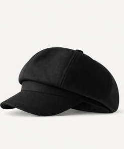 Boina con visera en gabardina negra