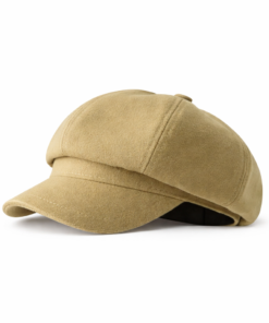 Boina con visera en gabardina camel.