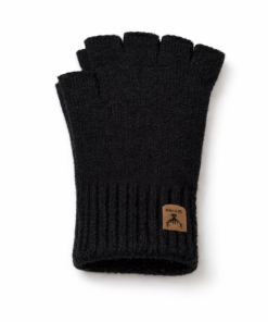 Guantes lana tejido sin dedo unisex color negro