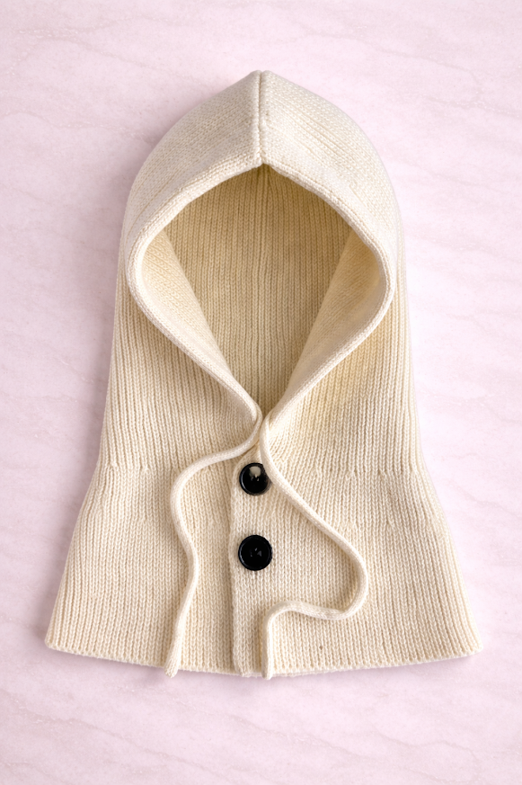 Gorro tipo capucha tejida con cuello incorporado, ideal para invierno color Beige gris