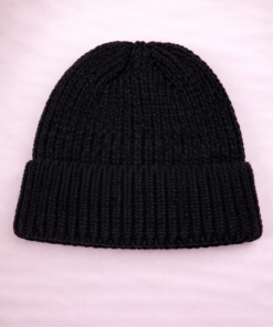 Gorro de chenille suave y de diseño elegante negro