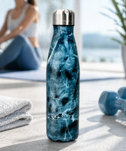 Botella térmica de 500 ml reutilizable con tapa a rosca, ideal para agua e infusiones color azul