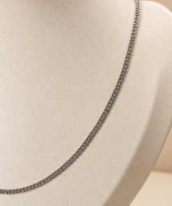 Cadena de acero quirúrgico plateado tipo grumet de 50 cm.