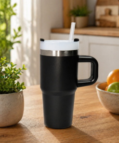 Jarra térmica de 414 ml con diseño moderno, ideal para bebidas frías o calientes de uso diario color negro.