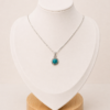 conjunto cadena y dije plata 925 redondo con piedra turquesa chico