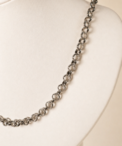 Cadena de acero quirúrgico plateado tipo Rolo de 50cm.