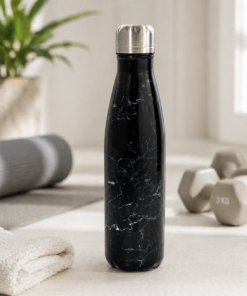 Botella térmica de 500 ml reutilizable con tapa a rosca, ideal para agua e infusiones color negro