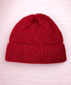Gorro de chenille suave y de diseño elegante bordó-