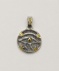 dije de plata circular Ojo de Horus con double de oro.