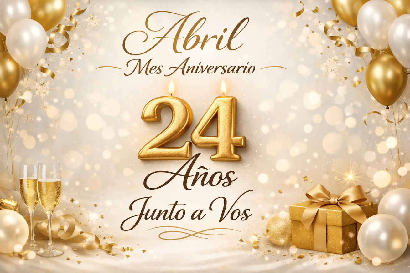 Aniversasrio de kosas lindas con texto 24 años junto a vos