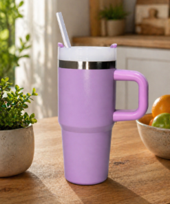 Jarra térmica de 414 ml con diseño moderno, ideal para bebidas frías o calientes de uso diario color lila