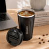 vaso térmico de 310 ml con tapa inteligente y display de temperatura digital negro