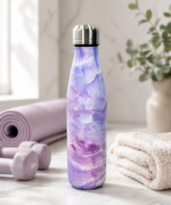 Botella térmica de 500 ml reutilizable con tapa a rosca, ideal para agua e infusiones color lila