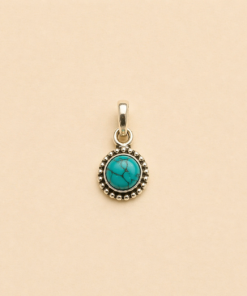 dije plata 925 redondo con piedra turquesa chico