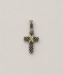 Dije cruz panther con con detalles en oro