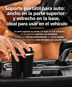 vaso térmico de 310 ml con tapa inteligente y display de temperatura digital negro ideal para el auto