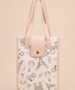 Matera cartera en estampada cuero sintético con solapa y broche, con bolsillo trasero con cierre, diseño elegante Torre Eiffel