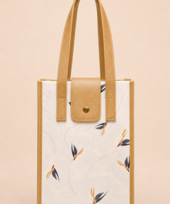 Matera cartera estampado en cuero sintético con solapa y broche, con bolsillo trasero con cierre, diseño elegante Hojas camel