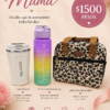 Combo Día de la Madre con lonchera térmica animal print, botella de hidratación 900 ml y vaso térmico con display de temperatura inteligente