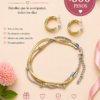 Combo Día de la Madre con pulsera triple snake con bolita combinada y aros de acero quirúrgico entrelazados, set elegante y moderno