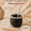 Pack para abuelo con mate de cerámica forrado en cuero y bombilla de alpaca maciza, ideal para regalar en el Día de los Abuelos o en ocasiones especiales.