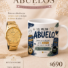 Pack para abuelo compuesto por reloj pulsera de hombre y taza temática con mensaje especial, ideal para regalar en el Día de los Abuelos o en ocasiones especiales.