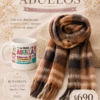 Pack para abuela con bufandón a elección y taza temática presentado como regalo para el Día de los Abuelos.