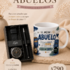 Pack para abuelo con reloj de hombre, lapicera en caja de presentación y taza temática con mensaje especial, ideal para regalar en el Día de los Abuelos.