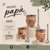 Pack para papá mate cerámica en cuero con escudo a elección mas bombilla bronce cincelado