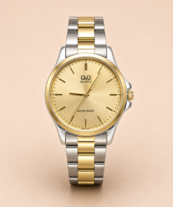 Reloj metal hombre combinado esfera dorada