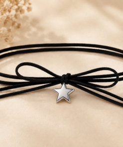 choker corbatero con dije estrella plateada