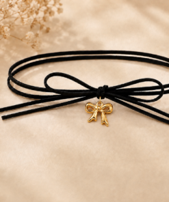 choker corbatero con dije moña dorado