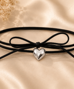 choker corbatero corazón plateado