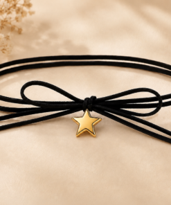 choker corbatero con dije estrella dorado