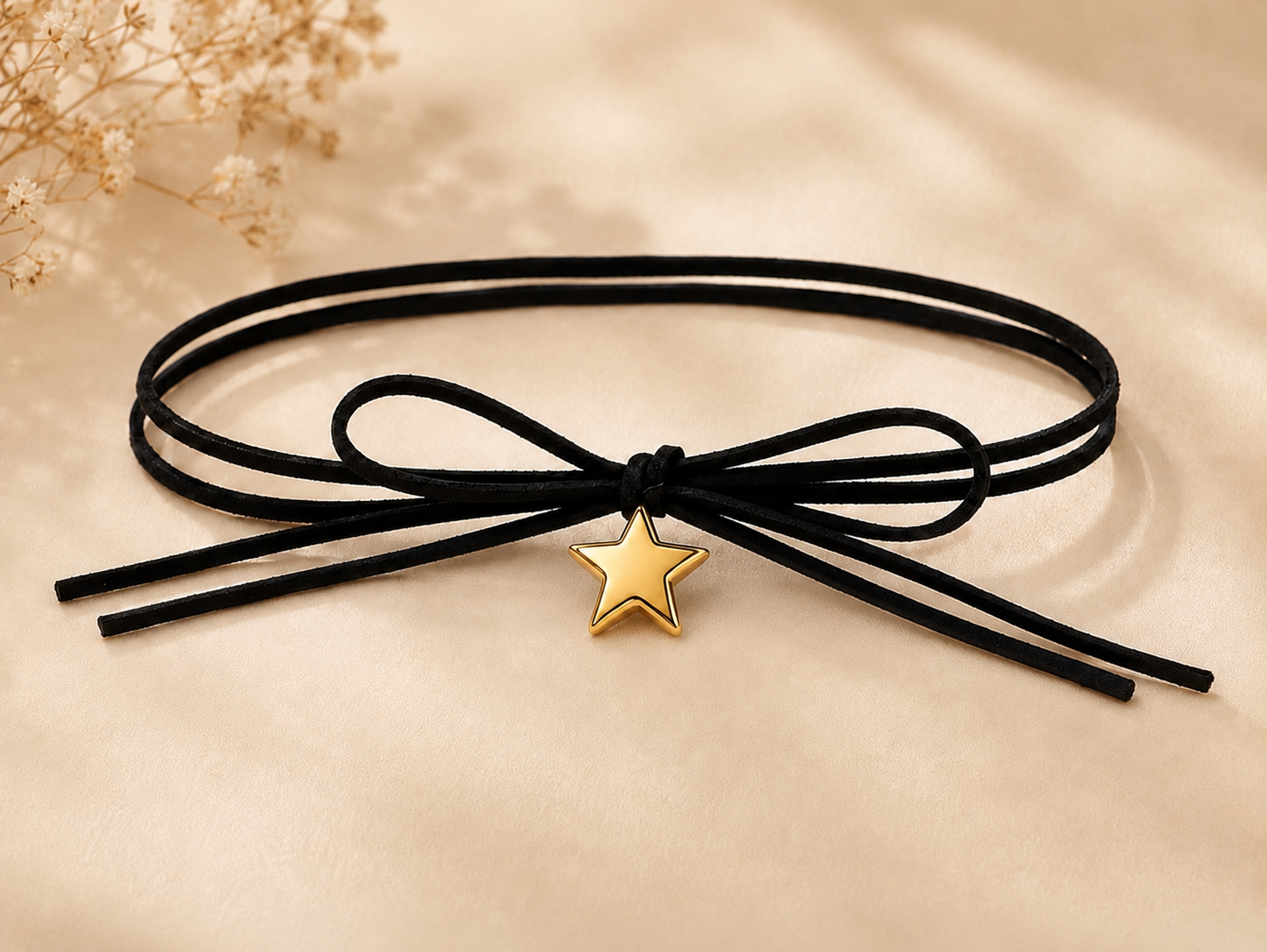 choker corbatero con dije estrella dorado
