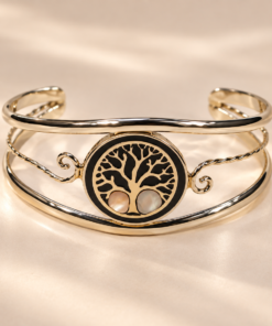 Brazalete de alpaca con diseño Árbol de la Vida nacar