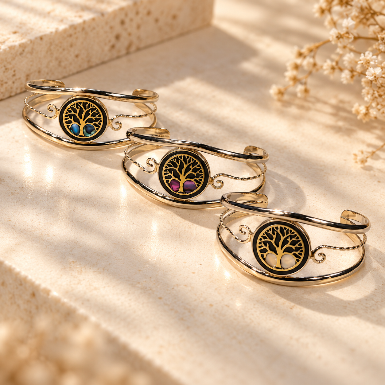 Brazalete de alpaca con diseño Árbol de la Vida