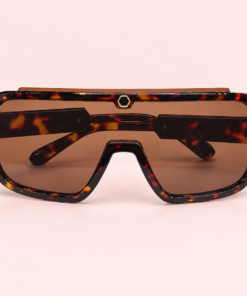 Lente de sol unisex KAEL envolvente de gran formato con armazón carey y cristales marrones
